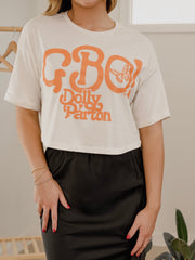Dolly Parton GBO Butterfly Off White Cropped Tee