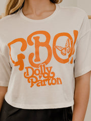 Dolly Parton GBO Butterfly Off White Cropped Tee