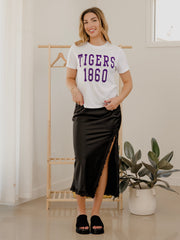 LSU Tigers College Block Puff Ink White Ellie Perfect Tee