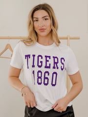LSU Tigers College Block Puff Ink White Ellie Perfect Tee