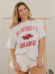 Arkansas Razorbacks Vintage Sport Ash Gray Thrifted Tee