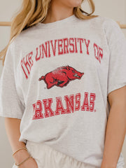 Arkansas Razorbacks Vintage Sport Ash Gray Thrifted Tee