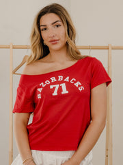 Arkansas Razorbacks College Arch Red Off Shoulder Tee