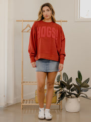 Hogs Mono Puff Ink Red Oversized Crew Hi-Dive Sweatshirt