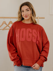 Hogs Mono Puff Ink Red Oversized Crew Hi-Dive Sweatshirt