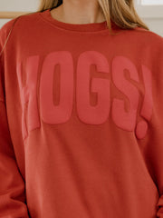Hogs Mono Puff Ink Red Oversized Crew Hi-Dive Sweatshirt