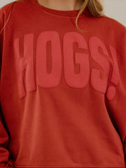 Hogs Mono Puff Ink Red Oversized Crew Hi-Dive Sweatshirt