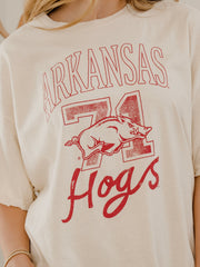 Arkansas Razorbacks Club Mascot Off White Thrifted Tee