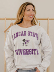 KSU Wildcats Vintage Sport Ash Gray Flashdance Sweatshirt
