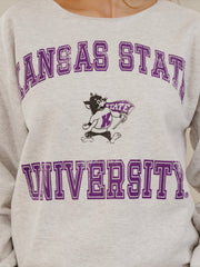 KSU Wildcats Vintage Sport Ash Gray Flashdance Sweatshirt