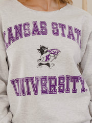 KSU Wildcats Vintage Sport Ash Gray Flashdance Sweatshirt