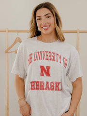 Nebraska Huskers Vintage Sport Ash Gray Thrifted Tee