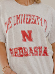 Nebraska Huskers Vintage Sport Ash Gray Thrifted Tee