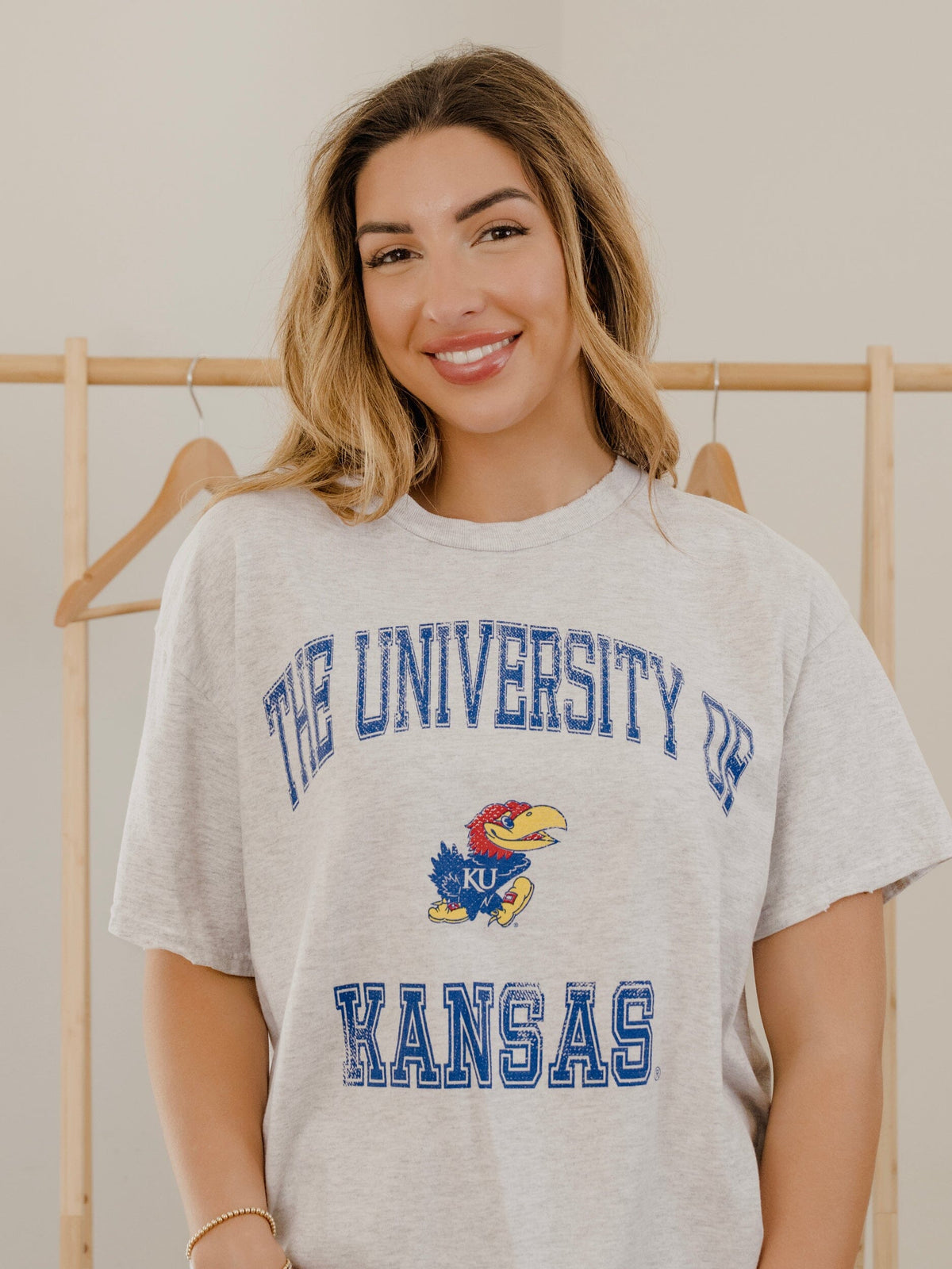KU Jayhawks Vintage Sport Ash Gray Thrifted Tee