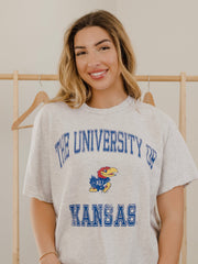 KU Jayhawks Vintage Sport Ash Gray Thrifted Tee