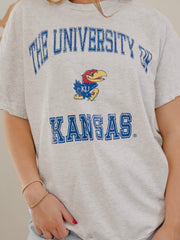 KU Jayhawks Vintage Sport Ash Gray Thrifted Tee