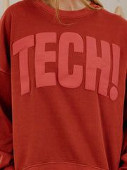 Texas Tech Mono Puff Ink Red Oversized Crew Hi-Dive Sweatshirt