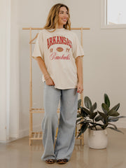 Arkansas Razorbacks Wave Arch Off White Thrifted Tee