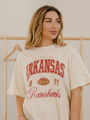 Arkansas Razorbacks Wave Arch Off White Thrifted Tee