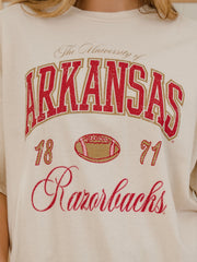 Arkansas Razorbacks Wave Arch Off White Thrifted Tee