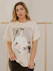 Dolly Parton Tennessee Tattoo Guitar Off White Thrifted Distressed Tee