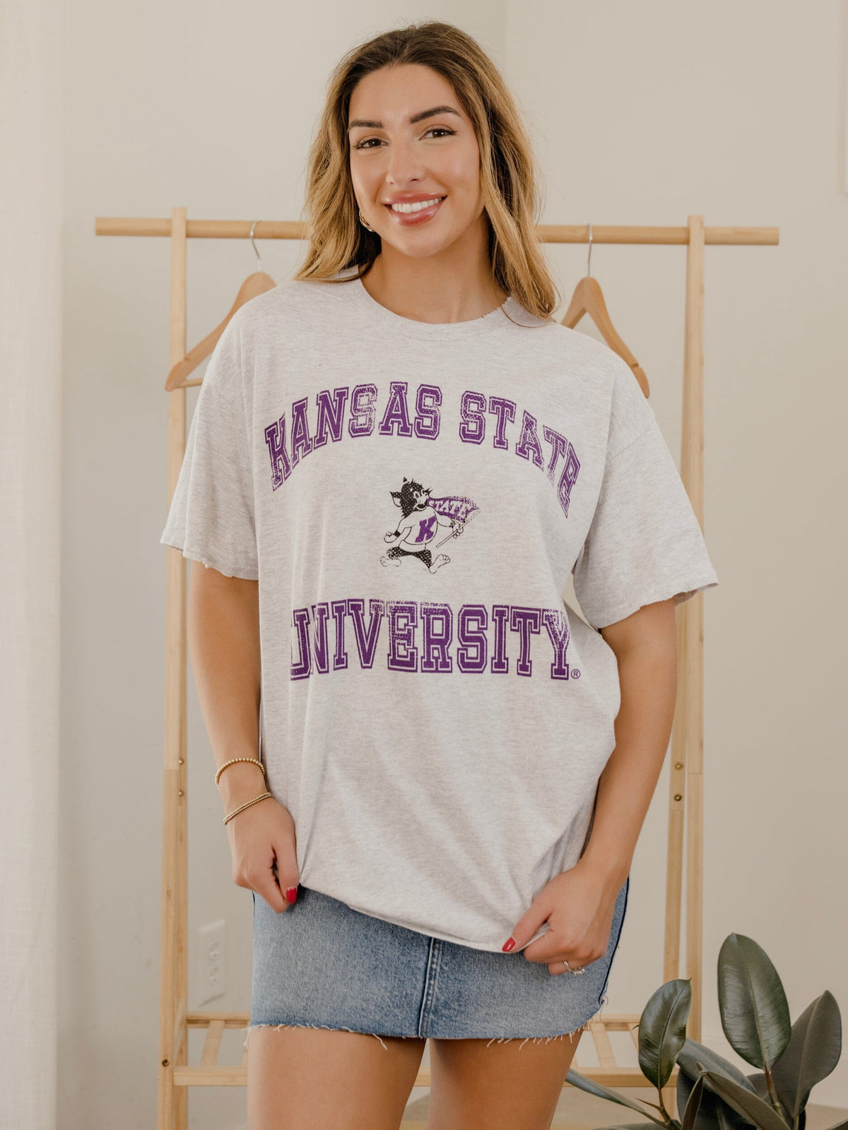 KSU Wildcats Vintage Sport Ash Gray Thrifted Tee