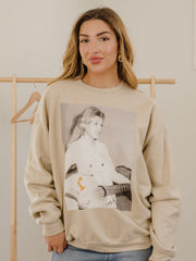Dolly Parton Tennessee Tattoo Guitar Sand Thrifted Sweatshirt