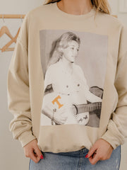 Dolly Parton Tennessee Tattoo Guitar Sand Thrifted Sweatshirt