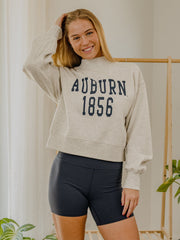 Auburn Tigers College Block Puff Ink Gray Mock Neck Hi-Dive Sweatshirt
