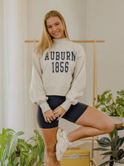 Auburn Tigers College Block Puff Ink Gray Mock Neck Hi-Dive Sweatshirt