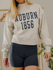 Auburn Tigers College Block Puff Ink Gray Mock Neck Hi-Dive Sweatshirt