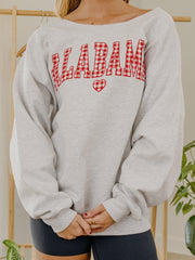 Alabama Crimson Tide Gingham Heart Ash Gray Flashdance Sweatshirt