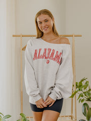 Alabama Crimson Tide Gingham Heart Ash Gray Flashdance Sweatshirt
