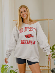 Arkansas Razorbacks Vintage Sport Ash Gray Flashdance Sweatshirt