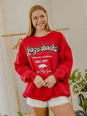 Arkansas Razorbacks Letterman Red Chrome Hi Dive Sweatshirt