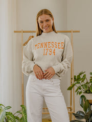Tennessee Vols College Block Puff Ink Gray Mock Neck Hi-Dive Sweatshirt