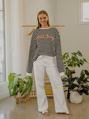 OSU Cowboys Simple Script Black/White Stripe Hi Dive Sweatshirt