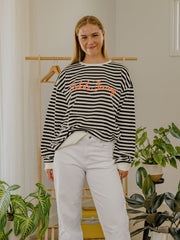 OSU Cowboys Simple Script Black/White Stripe Hi Dive Sweatshirt