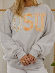 OSU Quilted Puff Ink Ash Gray Thrifted Sweatshirt