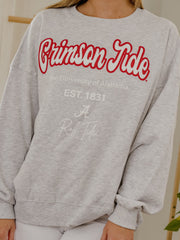 Alabama Crimson Tide Letterman Gray Chrome Hi Dive Sweatshirt