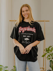 Arkansas Razorbacks Letterman Black Thrifted Tee