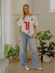 Arkansas Razorbacks Crest Stamp Ash Gray Thrifted Tee