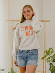 OSU Cowboys College Block Puff Ink Gray Mock Neck Hi-Dive Sweatshirt