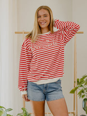 Alabama Crimson Tide Simple Script Red/White Stripe Hi Dive Sweatshirt