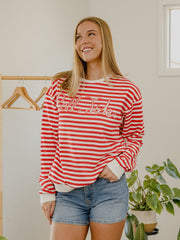 Alabama Crimson Tide Simple Script Red/White Stripe Hi Dive Sweatshirt