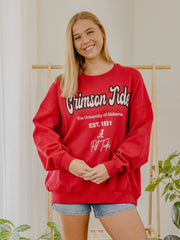 Alabama Crimson Tide Letterman Red Chrome Hi Dive Sweatshirt