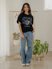 KU Jayhawks Pep Rally Black Thrifted Tee