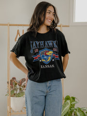 KU Jayhawks Pep Rally Black Thrifted Tee