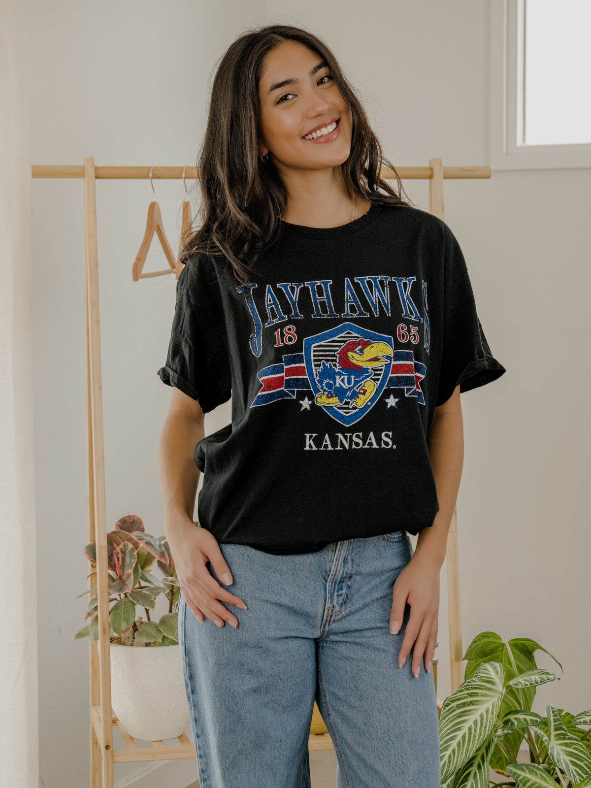 KU Jayhawks Pep Rally Black Thrifted Tee