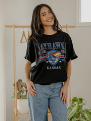 KU Jayhawks Pep Rally Black Thrifted Tee
